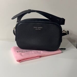 kate spade Black Pebbled Leather Crossbody Camera Bag